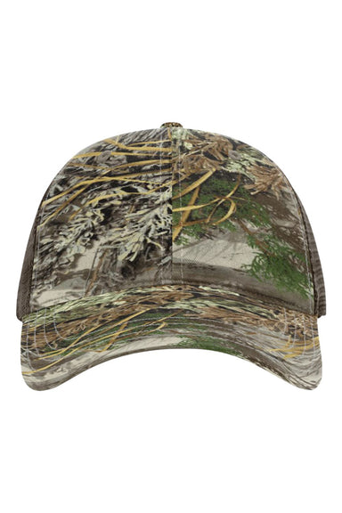 Richardson 111P Mens Garment Washed Printed Trucker Hat Realtree Max 1/Brown Flat Front