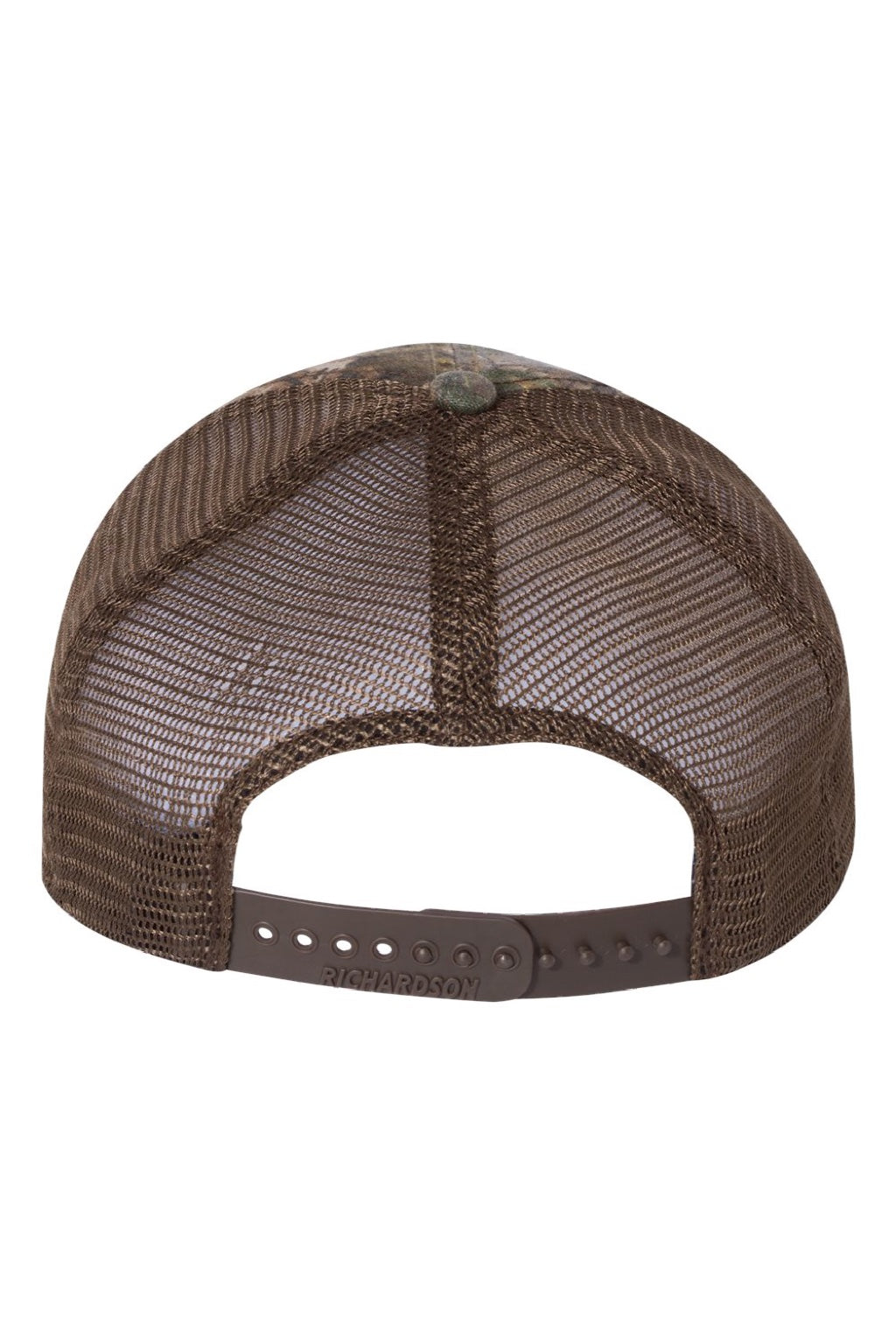 Richardson Hats 111P Mens Garment Washed Printed Snapback Trucker Hat Realtree Edge/Brown Flat Back