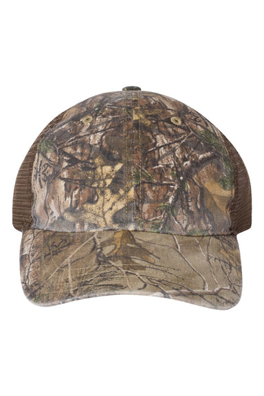 Richardson Hats 111P Mens Garment Washed Printed Snapback Trucker Hat Realtree Edge/Brown Flat Front