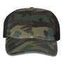 Richardson Hats Mens Garment Washed Printed Snapback Trucker Hat - Green Camo/Black