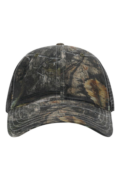 Richardson 111P Mens Garment Washed Printed Trucker Hat Mossy Oak Country DNA/Black Flat Front