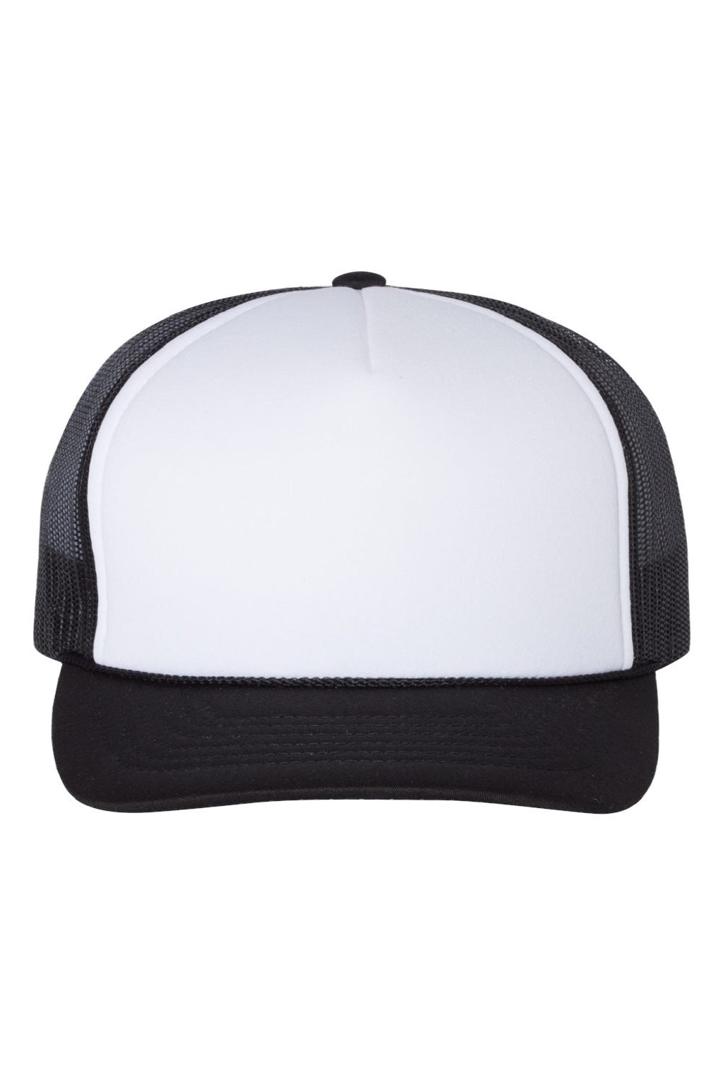 Richardson Hats 113 Mens Foamie Snapback Trucker Hat White/Black Flat Front