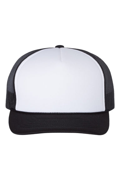 Richardson Hats 113 Mens Foamie Snapback Trucker Hat White/Black Flat Front