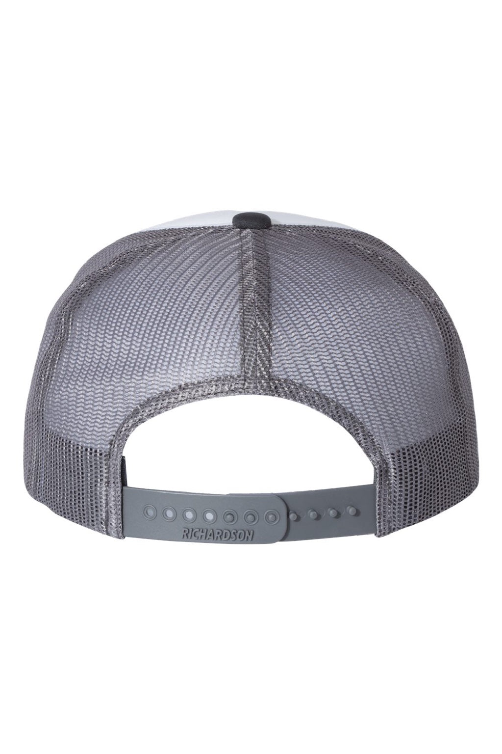 Richardson Hats 113 Mens Foamie Snapback Trucker Hat White/Charcoal Grey Flat Back