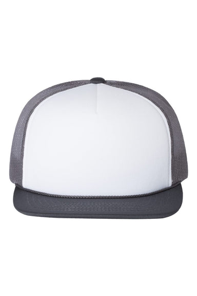 Richardson Hats 113 Mens Foamie Snapback Trucker Hat White/Charcoal Grey Flat Front