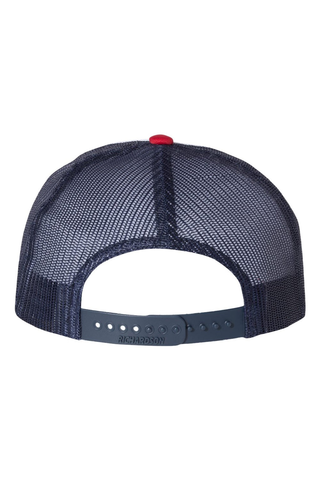 Richardson Hats 113 Mens Foamie Snapback Trucker Hat White/Navy Blue/Red Flat Back