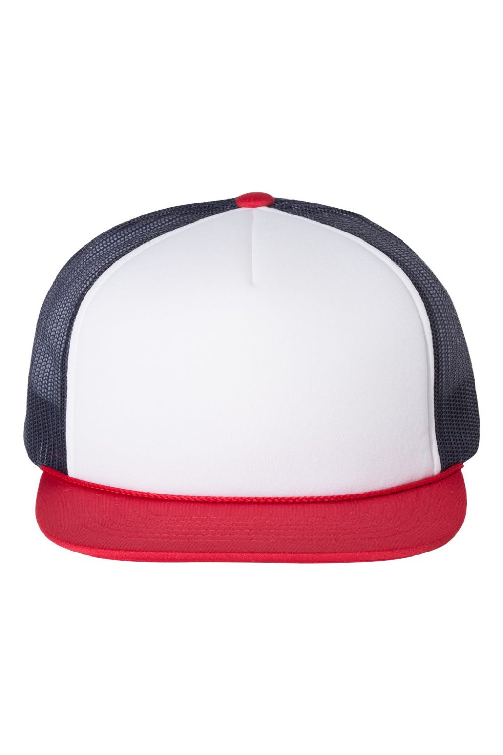 Richardson Hats 113 Mens Foamie Snapback Trucker Hat White/Navy Blue/Red Flat Front