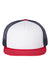 Richardson Hats 113 Mens Foamie Snapback Trucker Hat White/Navy Blue/Red Flat Front