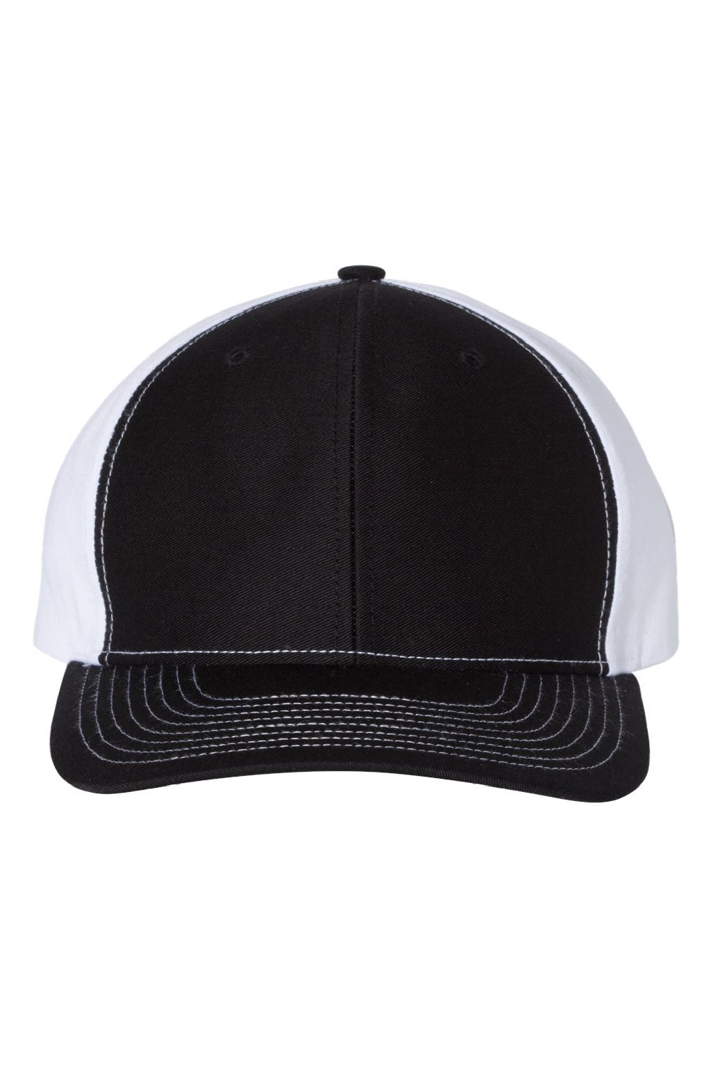 Richardson Hats 312 Mens Twill Back Snapback Trucker Hat Black/White Flat Front