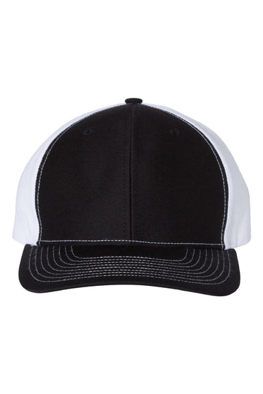Richardson Hats 312 Mens Twill Back Snapback Trucker Hat Black/White Flat Front