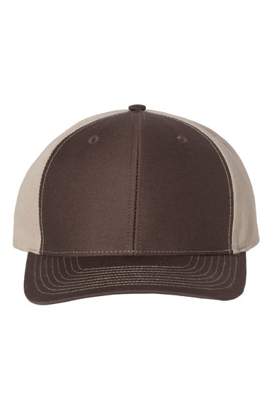 Richardson Hats 312 Mens Twill Back Snapback Trucker Hat Brown/Khaki Flat Front