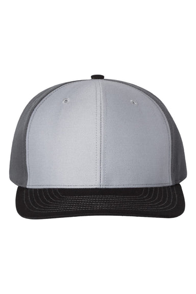 Richardson Hats 312 Mens Twill Back Snapback Trucker Hat Grey/Charcoal Grey/Black Flat Front