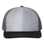 Richardson Hats Mens Twill Back Snapback Trucker Hat - Grey/Charcoal Grey/Black
