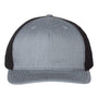 Richardson Hats Mens Twill Back Snapback Trucker Hat - Heather Grey/Black