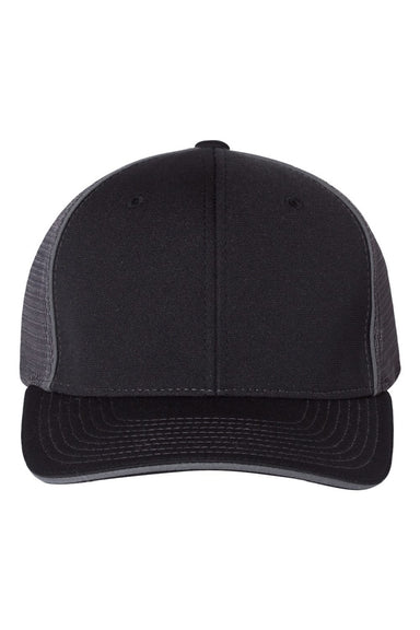 Richardson Hats 172 Mens Pulse Sportmesh R-Flex Stretch Fit Hat Black/Charcoal Grey Flat Front