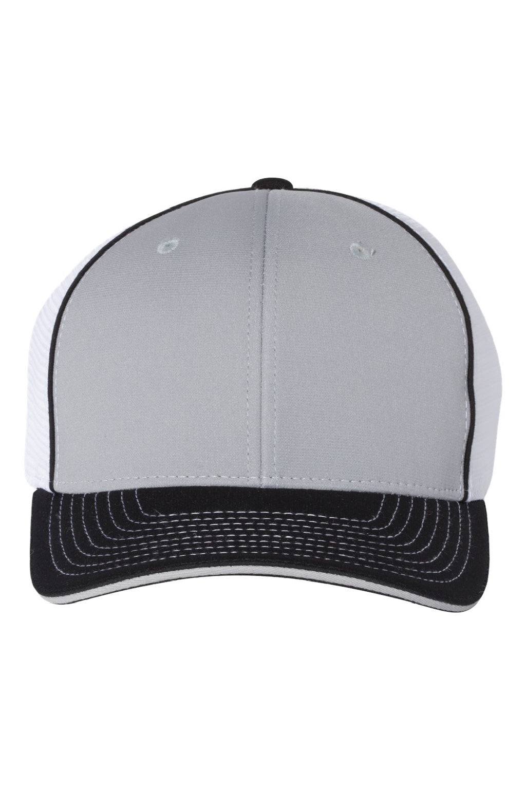 Richardson Hats 172 Mens Pulse Sportmesh R-Flex Stretch Fit Hat Grey/White/Black Flat Front