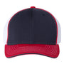 Richardson Hats Mens Pulse Sportmesh R-Flex Stretch Fit Hat - Navy Blue/White/Red