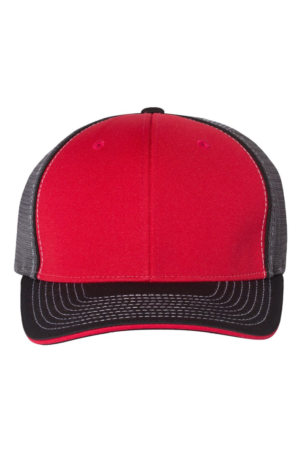 Richardson Hats 172 Mens Pulse Sportmesh R-Flex Stretch Fit Hat Red/Charcoal Grey/Black Flat Front