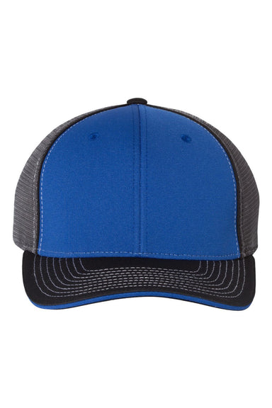 Richardson Hats 172 Mens Pulse Sportmesh R-Flex Stretch Fit Hat Royal Blue/Charcoal Grey/Black Flat Front