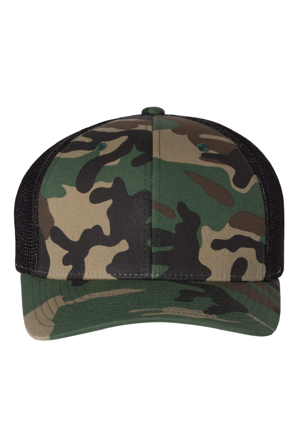 Richardson Hats 110 Mens R-Flex Stretch Fit Trucker Hat Army Camo/Black Flat Front