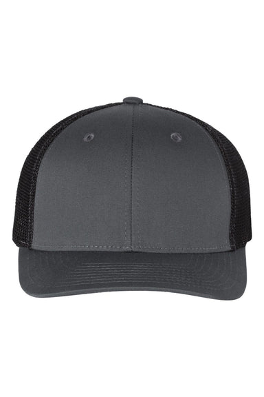 Richardson Hats 110 Mens R-Flex Stretch Fit Trucker Hat Charcoal Grey/Black Flat Front
