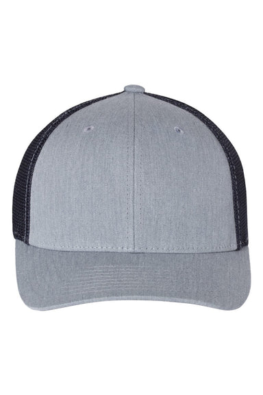 Richardson Hats 110 Mens R-Flex Stretch Fit Trucker Hat Heather Grey/Navy Blue Flat Front