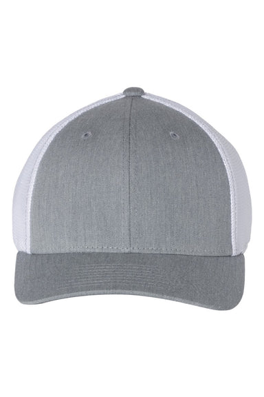 Richardson Hats 110 Mens R-Flex Stretch Fit Trucker Hat Heather Grey/White Flat Front