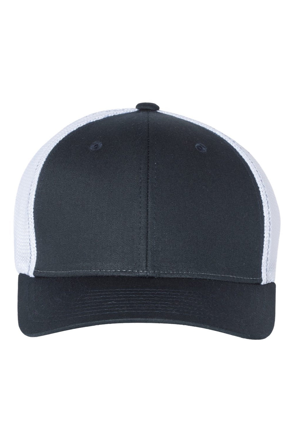 Richardson Hats 110 Mens R-Flex Stretch Fit Trucker Hat Navy Blue/White Flat Front