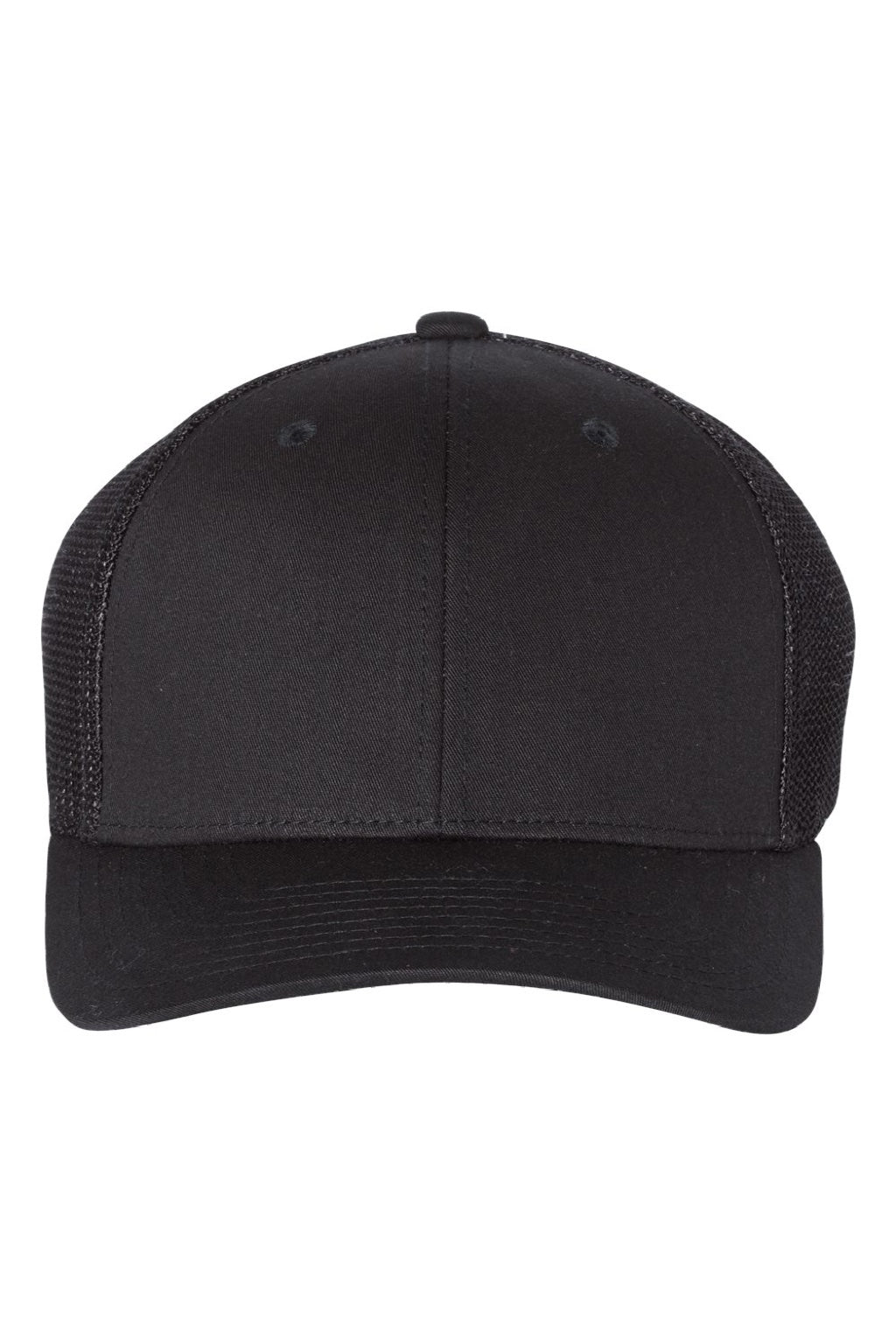 Richardson Hats 110 Mens R-Flex Stretch Fit Trucker Hat Black Flat Front