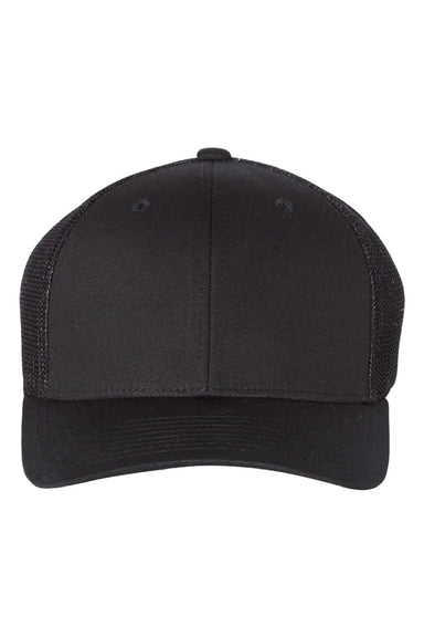 Richardson Hats 110 Mens R-Flex Stretch Fit Trucker Hat Black Flat Front