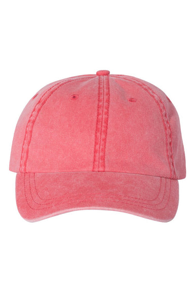 Valucap Hats SP500 Mens Pigment Dyed Adjustable Hat Red Flat Front