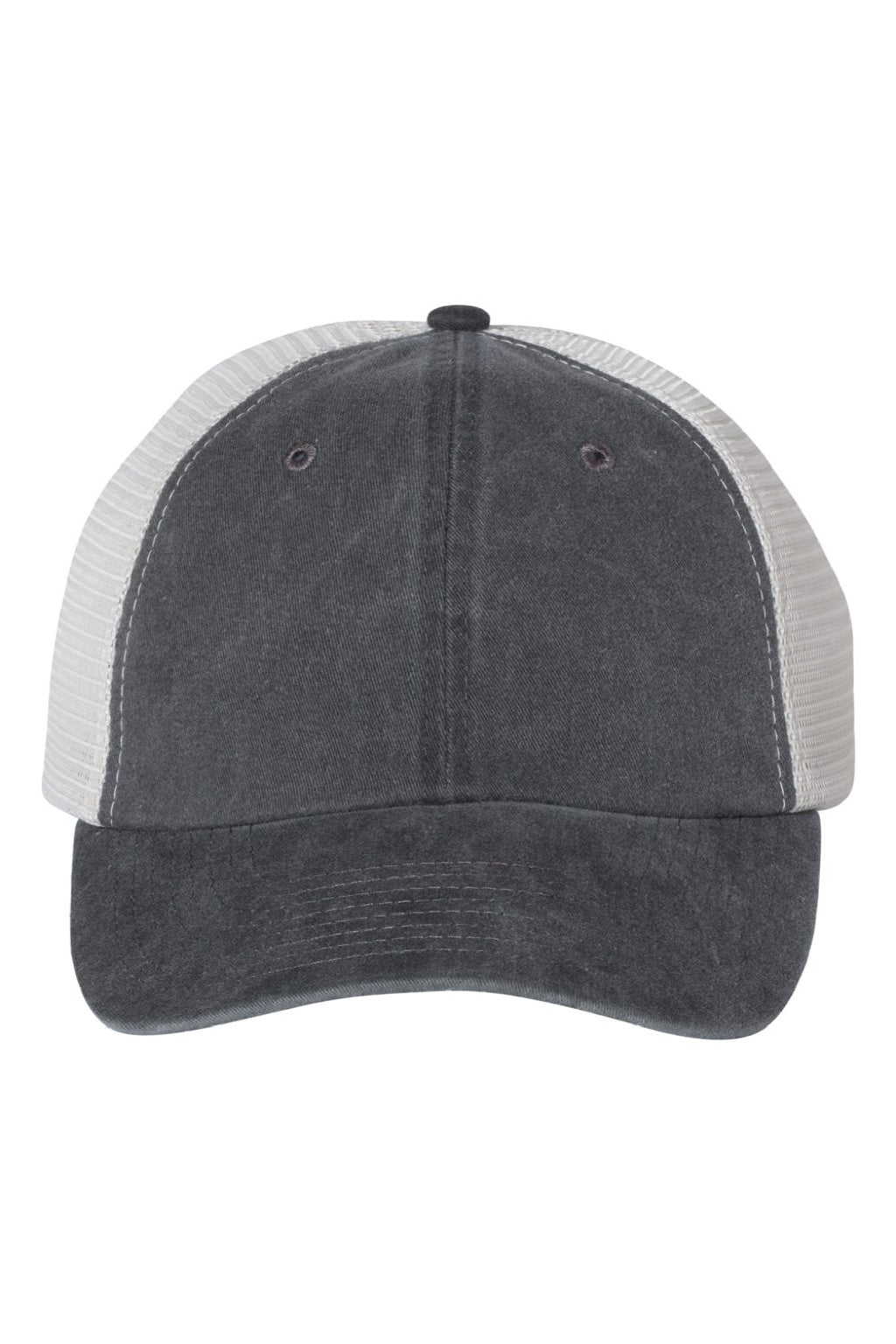 Valucap Hats SP510 Mens Pigment Dyed Snapback Trucker Hat Black/Stone Grey Flat Front