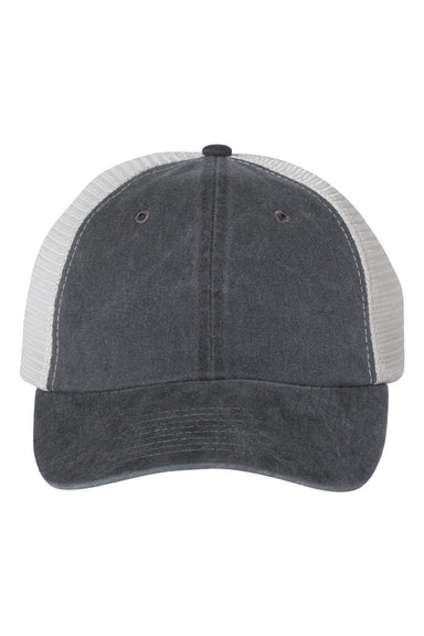 Valucap Hats SP510 Mens Pigment Dyed Snapback Trucker Hat Black/Stone Grey Flat Front