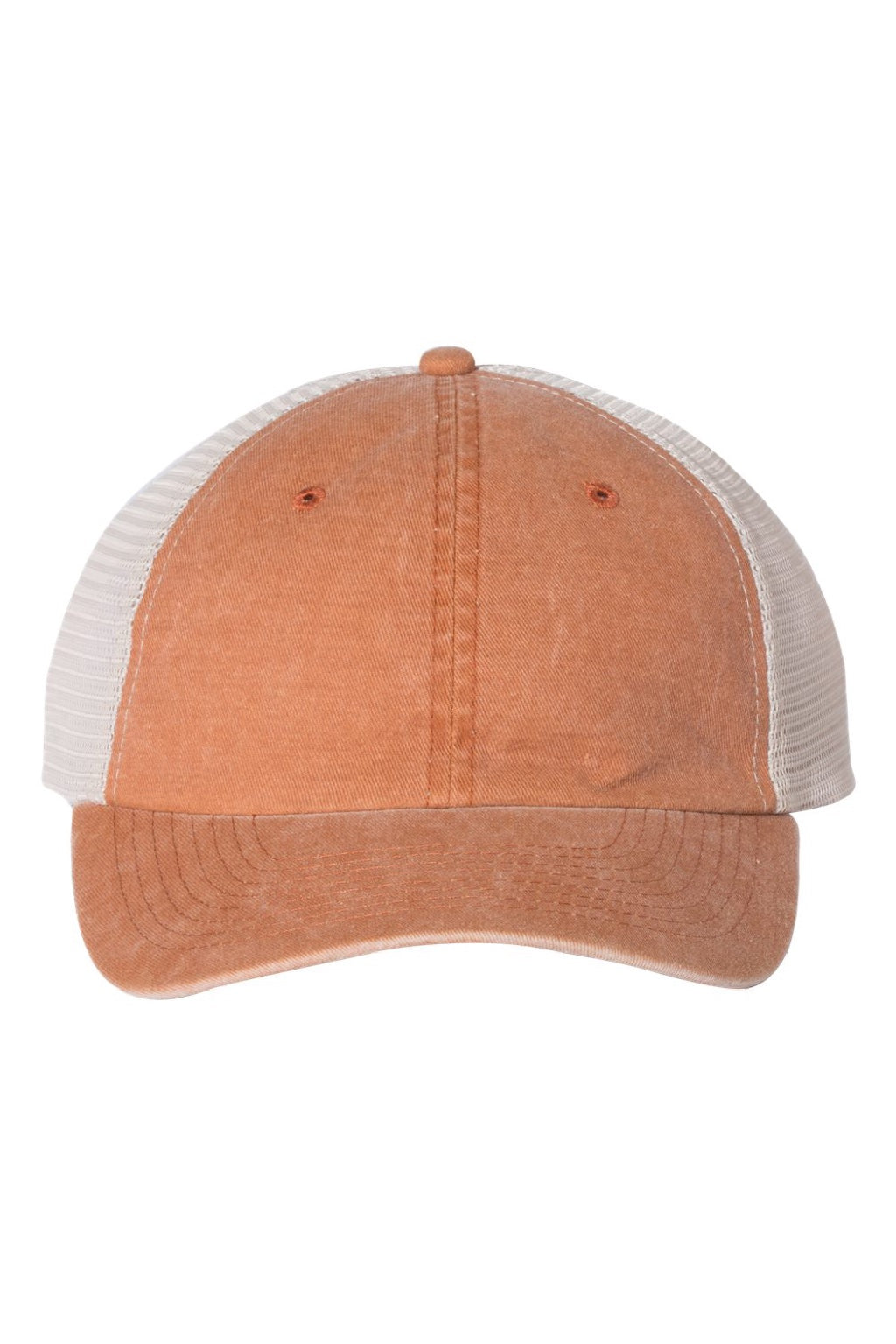 Valucap Hats SP510 Mens Pigment Dyed Snapback Trucker Hat Texas Orange/Stone Flat Front