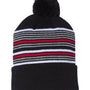 Sportsman Hats Unisex Striped Pom-Pom Cuffed Beanie - Black/White/Grey/Red