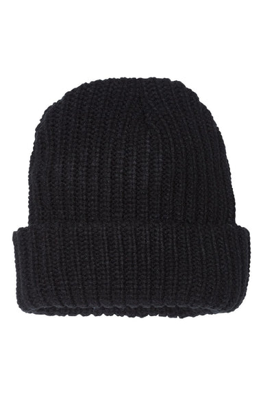 Sportsman Hats SP90 Unisex Chunky Cuffed Beanie Black Flat Front
