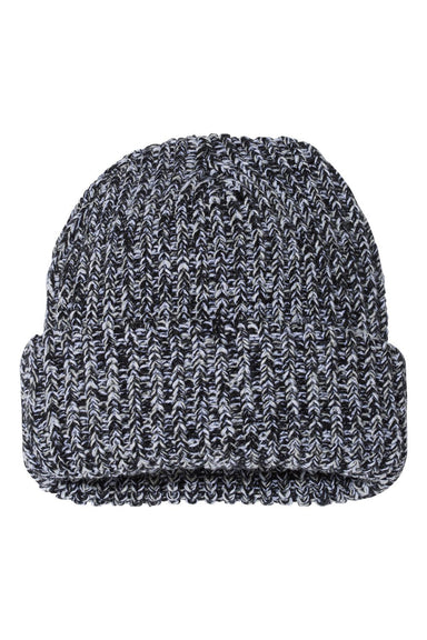 Sportsman SP90 Mens Chunky Cuffed Beanie Black/Natural Flat Front
