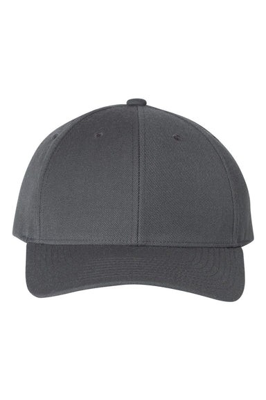 Yupoong 6789M Mens Premium Curved Visor Snapback Hat Dark Grey Flat Front