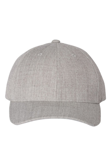 Yupoong 6789M Mens Premium Curved Visor Snapback Hat Heather Grey Flat Front