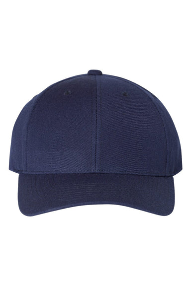 Yupoong 6789M Mens Premium Curved Visor Snapback Hat Navy Blue Flat Front