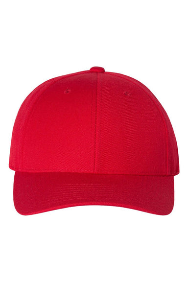 Yupoong Hats 6789M Mens Premium Curved Visor Snapback Hat Red Flat Front