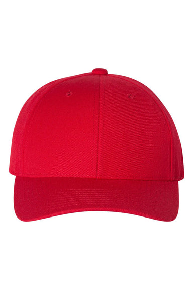 Yupoong 6789M Mens Premium Curved Visor Snapback Hat Red Flat Front