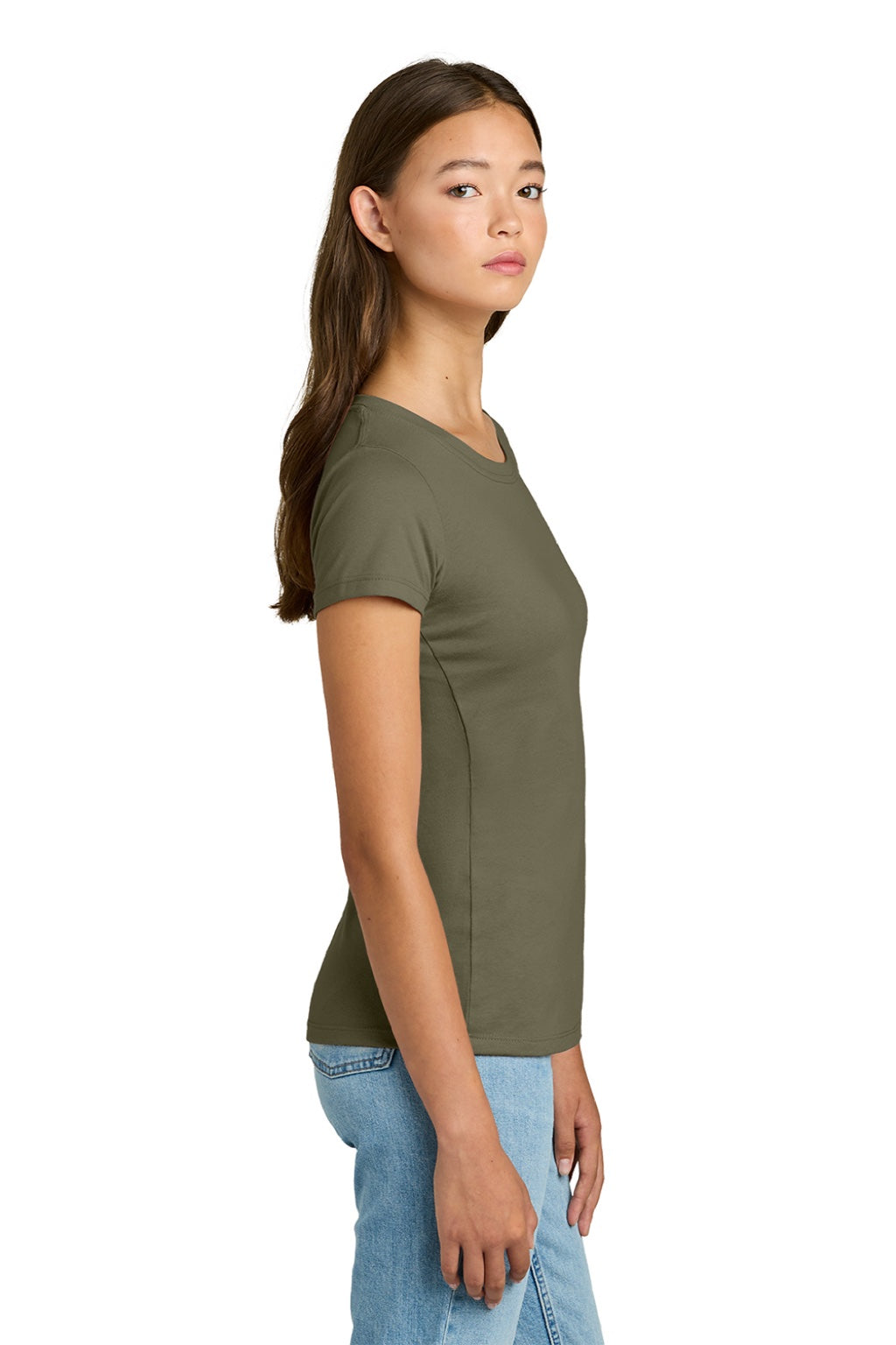 Next Level NL1510/1510 Womens Ideal Jersey Short Sleeve Crewneck T-Shirt Military Green Model Side