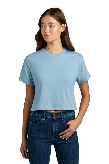 Next Level NL1580/1580NL Womens Ideal Crop Short Sleeve Crewneck T-Shirt Stonewash Denim Blue Model Front