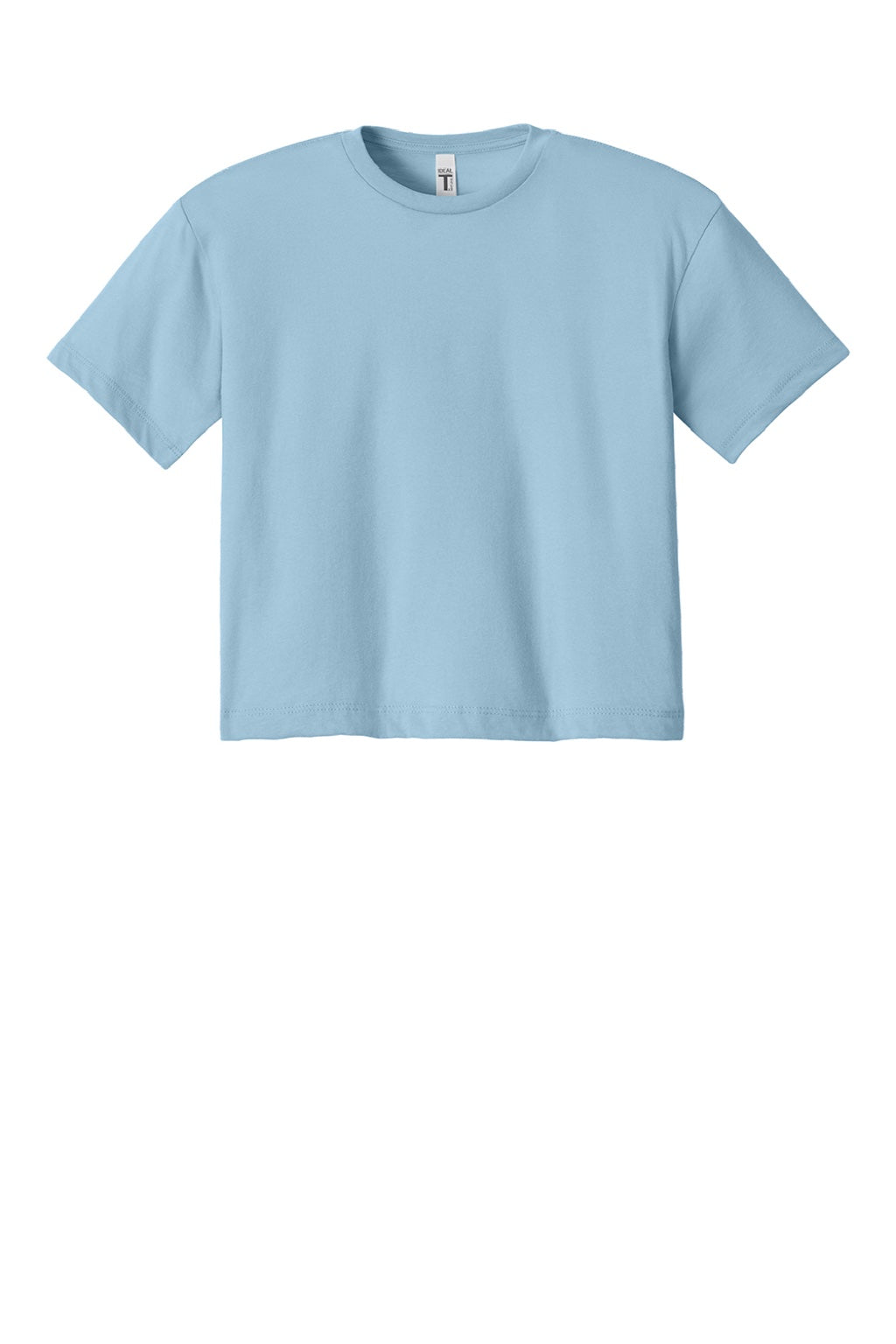 Next Level NL1580/1580NL Womens Ideal Crop Short Sleeve Crewneck T-Shirt Stonewash Denim Blue Flat Front