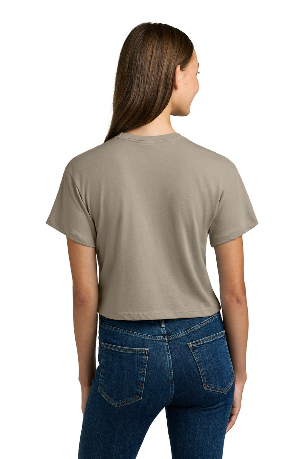 Next Level NL1580/1580NL Womens Ideal Crop Short Sleeve Crewneck T-Shirt Tan Model Back