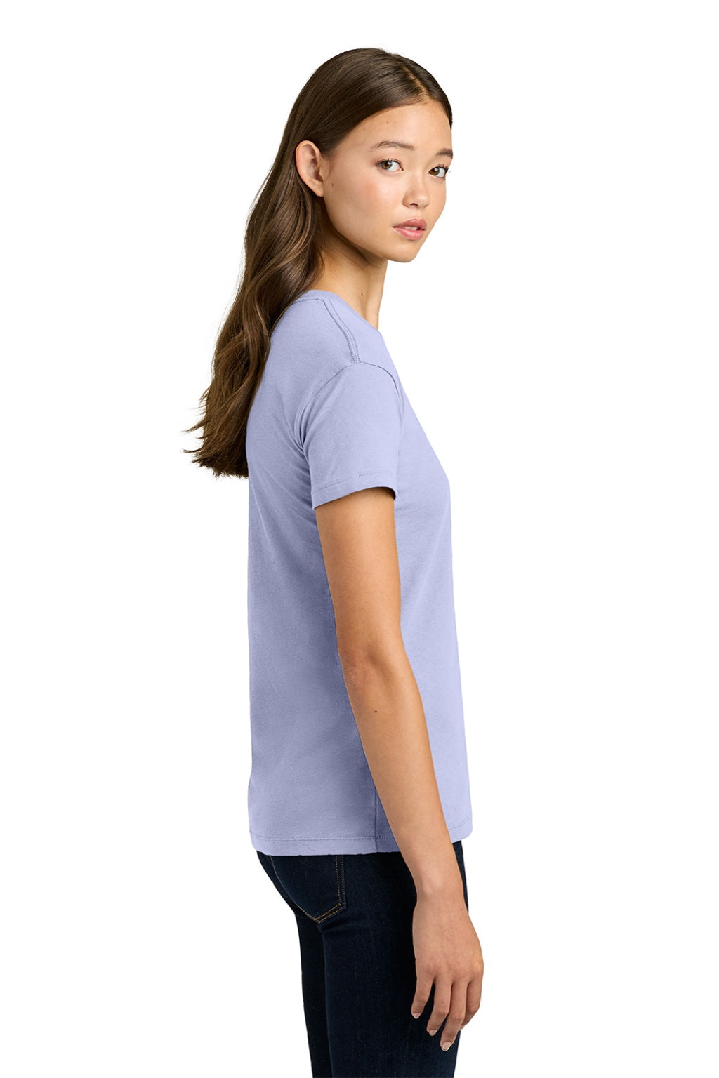 Next Level NL3910/3910NL Womens Relaxed Short Sleeve Crewneck T-Shirt Lavender Purple Model Side