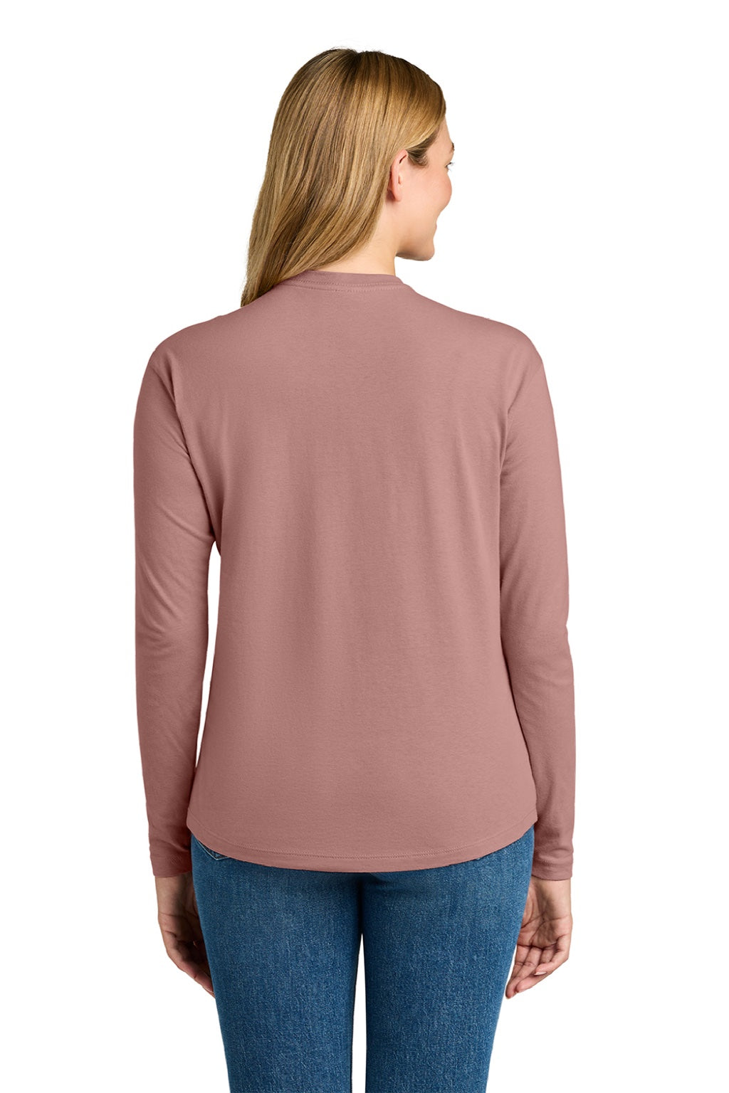 Next Level NL3911/3911 Womens Relaxed Long Sleeve Crewneck T-Shirt Desert Pink Model Back