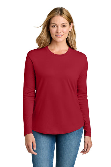 Next Level NL3911/3911 Womens Relaxed Long Sleeve Crewneck T-Shirt Red Model Front
