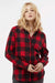Burnside 5215 Womens Boyfriend Flannel Long Sleeve Button Down Shirt Red/Black Buffalo Model Front